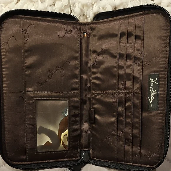 Vera Bradley Kensington Zip Around Paisley Quilted Wallet - Black, Brown, Orange - Picture 12 of 16